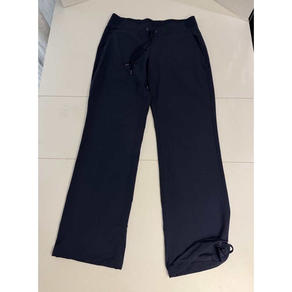 Athleta Mid Rise Athletic Pant Size 8 Blue Navy Straight Leg Drawstring